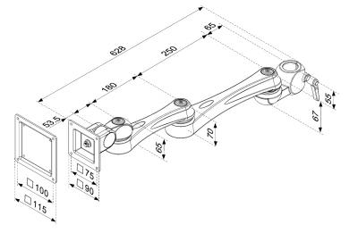 Flat Screen Holder Hinged Arm Tube Type G Vertiv Knurr Workstations Electronic Elicon Consoles ESD Products - 200.01.316.253.9